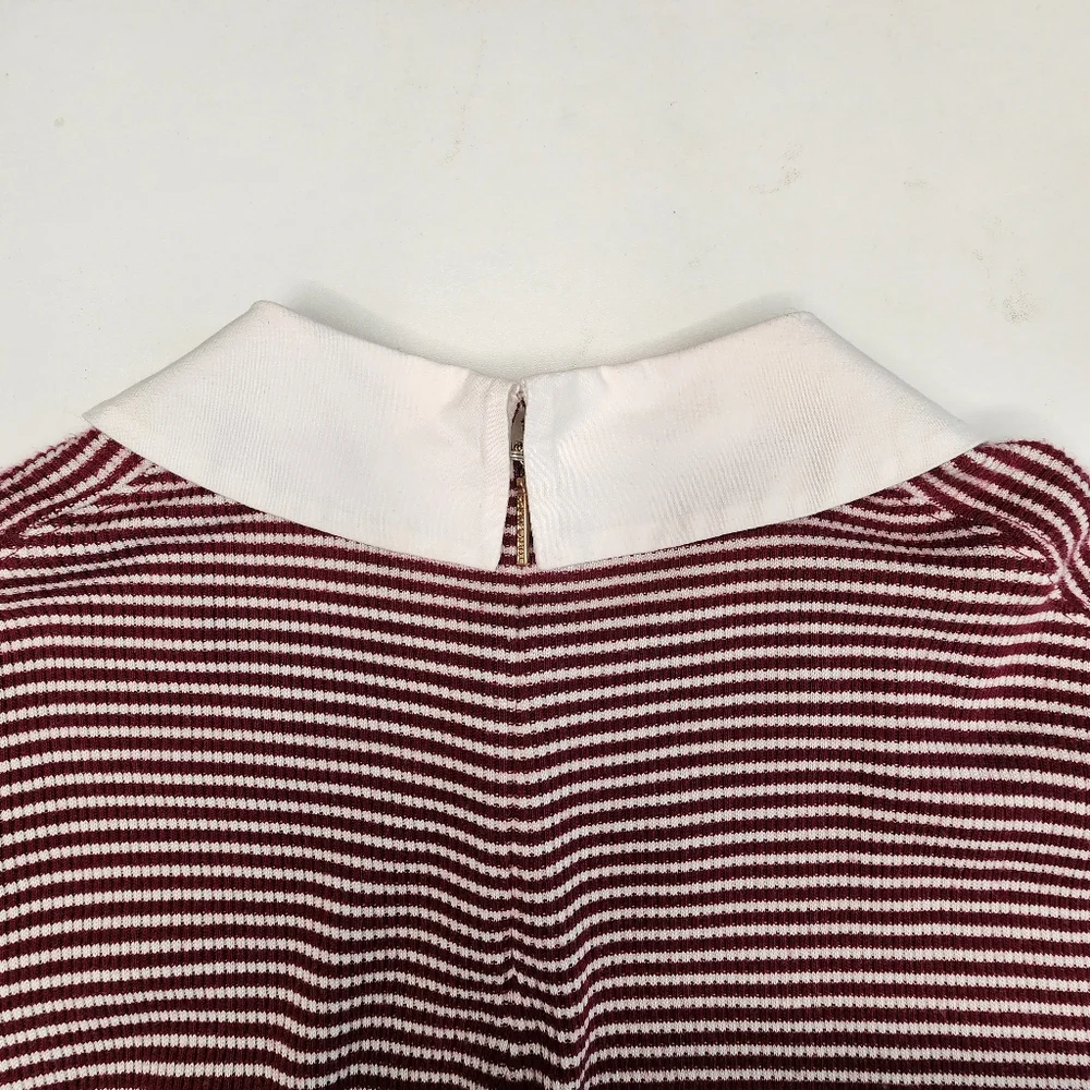 Y2k Vintage Tory Burch Peter-Pan Collar Striped Top Sz S - Picture 6 of 13